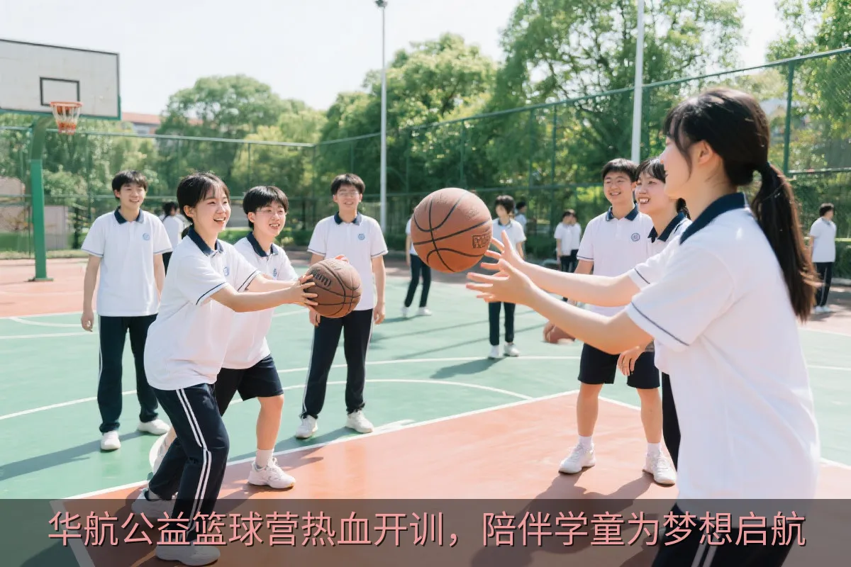 青少年在篮球场上进行团队趣味竞赛